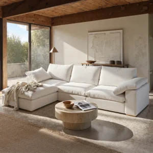 113.8" Cloud Sectional Couch, Oversized Modular Comfy Sofa for Living Room, L Shaped Couches,Deep 3-Seat with Ottoman