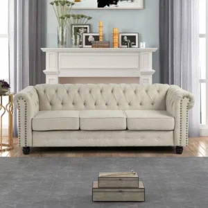 Abdulhameed 80" Rolled Arm Chesterfield Sofa