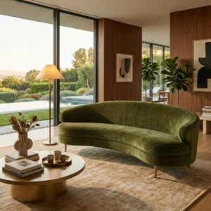 Jacqeuline 89.4" Velvet Recessed Arm Sofa