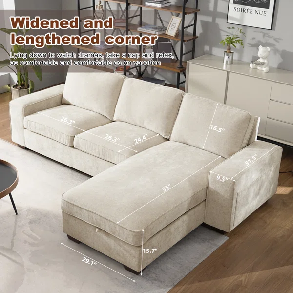 Jossilynn L-Shape Convertible Sectional Couches Sofas with Storage Chaise - Image 5