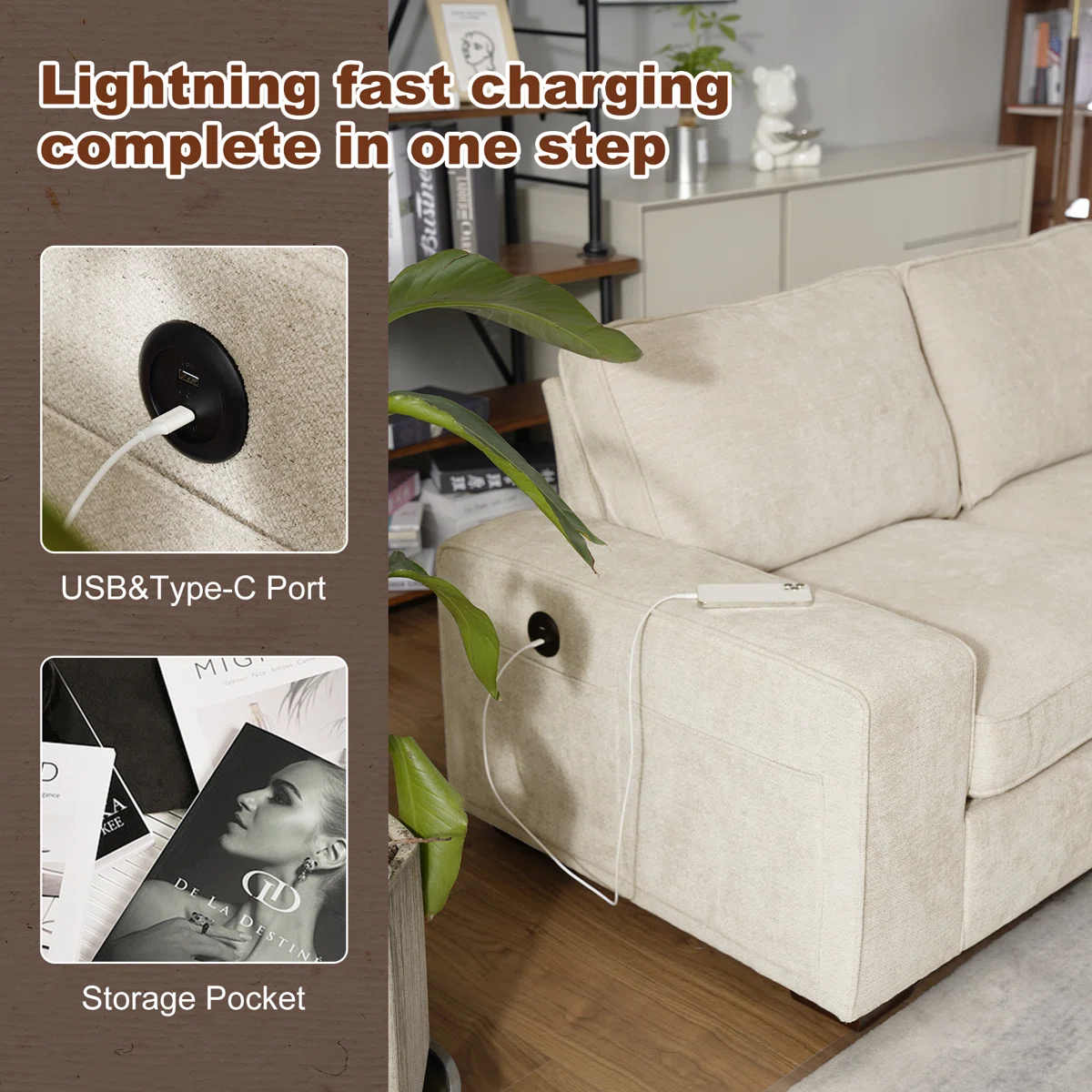 Jossilynn L-Shape Convertible Sectional Couches Sofas with Storage Chaise - Image 3